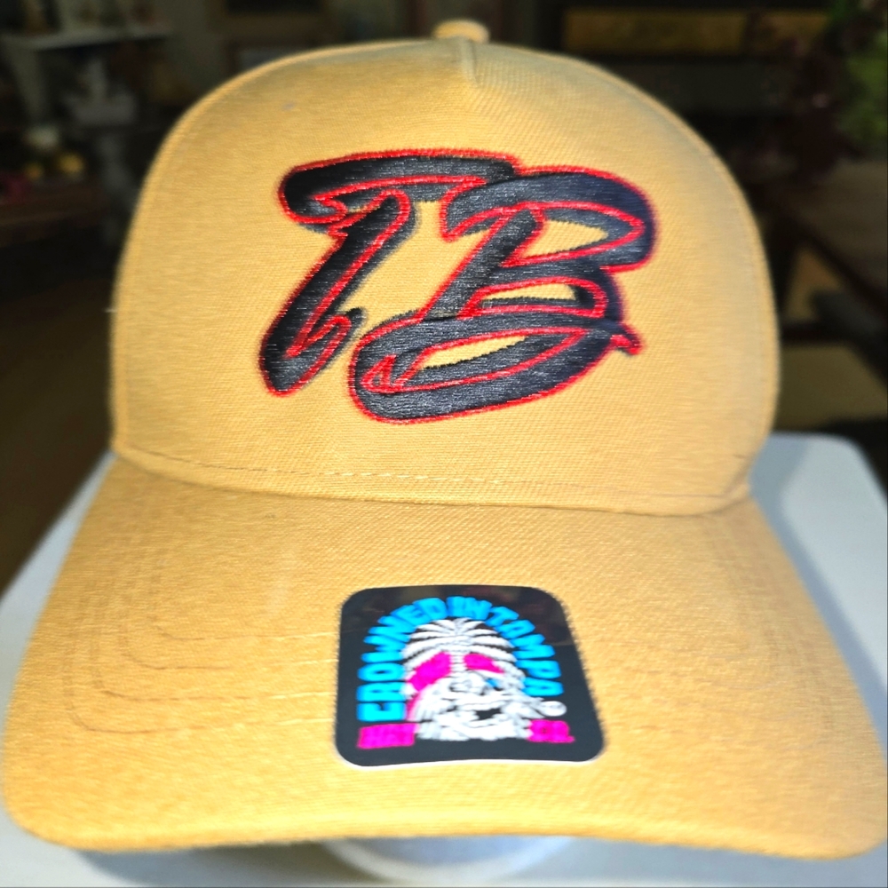 Tan Cap with Red and Black Embroidery crown In tampa Snap back
